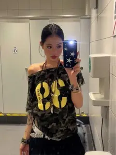 y2k 平成ギャル 迷彩 Tシャツ Mサイズ