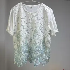 LL 半袖 花柄 レース Tシャツ
