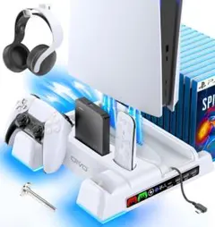 【PS5/PS5 Slim対応】新型PS5 縦置き 冷却 スタンド 3段階ファン