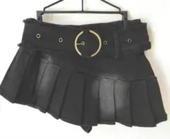 WEGO ベルトデザイン アシメデニムプリーツスカートBLACK　 美品