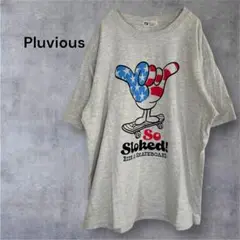 Pluvious スケートボードプリント Tシャツ LL 半袖 ゆったり