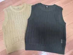 2枚セット　メッシュクルーネックショートセーター　ノースリーブ　ベスト　ユニクロ