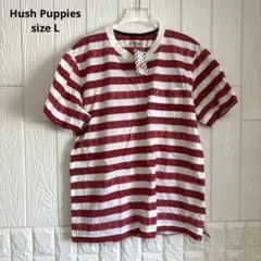 Hush Puppies 赤白ストライプ Tシャツ Lサイズ