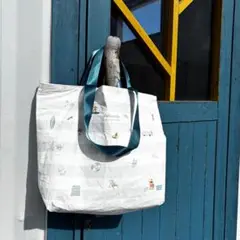 SALE☼ 防水 軽量 大容量 リバーシブルトート ☼ハンドルブルー