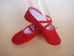 【値下げ●バレエ用品在庫大清算】【赤】【バレエシューズ】25.5ｃｍ