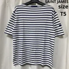 SAINTJAMES PIRIAC ボーダー半袖Tシャツ白×ネイビー系T5
