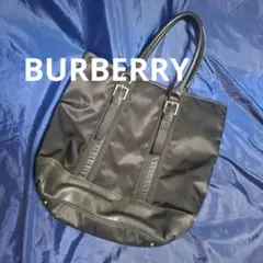 【美品】BURBERRY バーバリー ナイロン レザートートバッグ