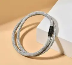 メンズ二重レイヤーブレスレット マグネット ナイロンコード ミニマリスト