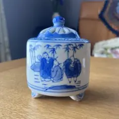 ⭐希少遺品少数 高橋道八造 江戸時代 染付山水帆掛け舟文 銀火屋 香炉 骨董品 ⭐希少遺品少数 高橋道八造 江戸時代 染付山水帆掛け舟文 銀