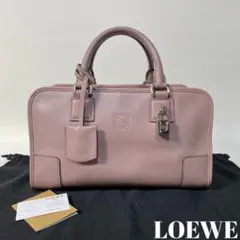 2210-5|美品|ロエベ アマソナ28 アナグラム ハンドバッグ ピンク