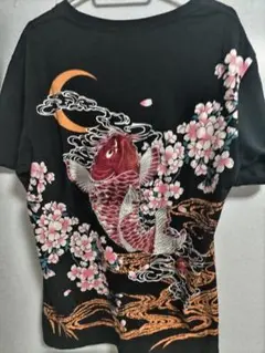 赤猿　鯉の刺繍 Tシャツ Lサイズ