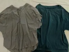 しまむら グレー Vネック 半袖シャツ 2点セット LLサイズ
