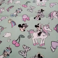 ディズニー　ミニーちゃん　ユニコーン　おしゃれミニー　ハギレ　オックス　ミント