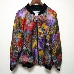 美品 ゆったり マルチカラー 総柄 ブルゾン 総柄 Lサイズ 激チャラ レトロ