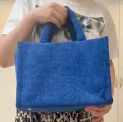 SIMYON シミョン【ネイビー】パイルBAG_Mサイズ　トートバッグ