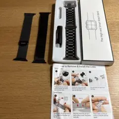 Apple Watch用 ブラック ステンレスバンド３本 45mm