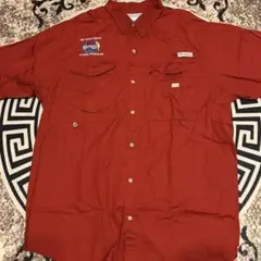 90’s Columbia PFG 赤 半袖シャツ 刺繍