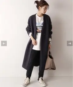 美品 【2020SS】Plage スポンジリバーコート ネイビー 日本製