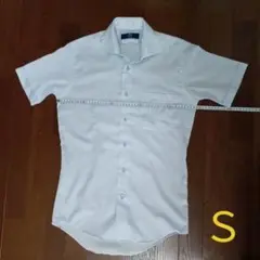 メンズＳ 半袖ワイシャツ 水色