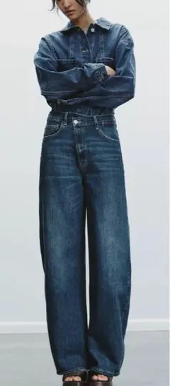 ZARA TRF バギークロスウエストミッドライズジーンズ