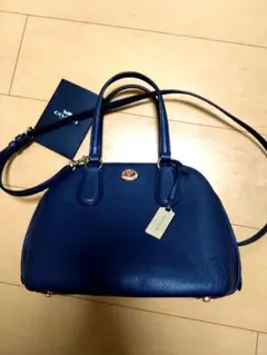 COACH ネイビープリンスストリートサッチェル レザーハンドバッグ☆美品