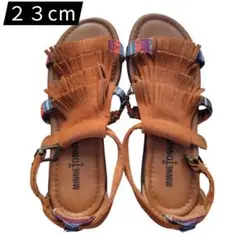 ☆美品☆ MINNETONKA フリンジ サンダル ブラウン 23cm 秋