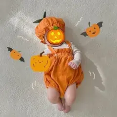 【サイズ66】ハロウィン パンプキンロンパースセット