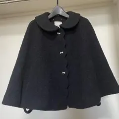 ファー欠品 Anatelier ラメ入りポンチョ リボンボタン
