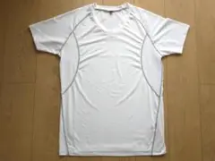 メンズ　通気性メッシュ　VネックTシャツ 　ホワイト