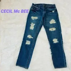 セシルマクビー　 ダメージ加工　ダークブルーデニムパンツ　M
