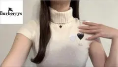 定番人気♡バーバリー　韓国　半袖ニット ロゴ刺繍ベージュ　カシミヤ　高級素材使用