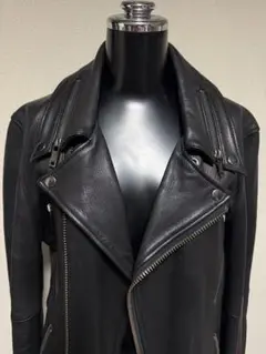 クリスチャンダダ　襟ジッパー　ラムレザーライダースジャケット　メンズ