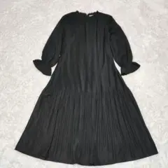 アパートメントデパートメント ロング ワンピース ピンタック プリーツ 黒 M