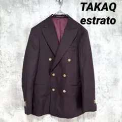 【TAKAQ×estrato】テーラードジャケット 茶 ブラウン 背抜き 裏地