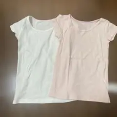 ユニクロ　90cm コットン Tシャツ 2枚セット ホワイト ピンク
