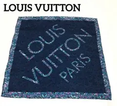 ヴィトン LOUIS VUITTON スカーフ/ハンカチ(ネイビー/LVロゴ)