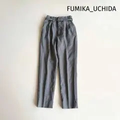 【フミカウチダ】タックパンツ テーパード ベルト パンツ センタープレス
