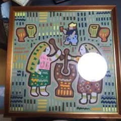 木製フレーム 絵画 約40cm x 40cm 多色使い