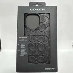 coach iPhone 15 pro ケース ブラック レザー エンボス
