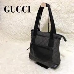 【人気モデル】GUCCI グッチ トート レザー GGキャンバス グレー 黒