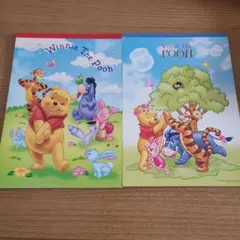 ① 中古【 ディズニー 】くまのプーさん 平成レトロ 便箋 レター メモ帳 2つ