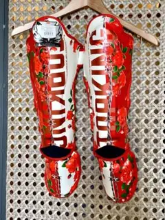 新品 Mサイズ 薔薇 白×赤 レガース トップキング TOP KING 本革