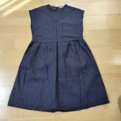 ネイビー ノースリーブ ひざ丈ワンピース