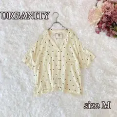 URBANITY レーヨン100% オープンカラーシャツ（M）ドット柄　サラッと