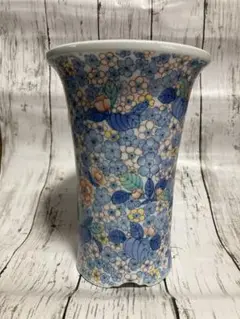 鍋島焼 岳山作 染錦梅絵 花瓶 花生 花入 フラワーベース 置物