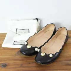 近年モデル GUCCI グッチ GG マーモット パール ロゴ フラット