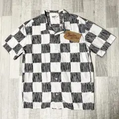 人気品! TENDERLOIN 半袖シャツ レーヨン チェッカーフラグ 黒 XS