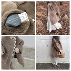 ファー コート ロングコート 韓国子供服 ブラウン ジャケット