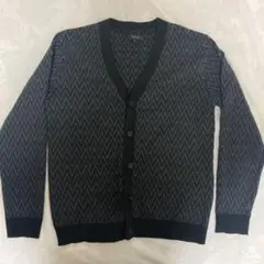 TAKAZQ 幾何学柄　黒　 カーディガン XL