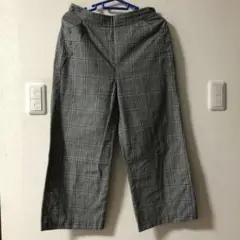 麻入りグレー系チェック ワイドパンツ(miumann Ｈ)